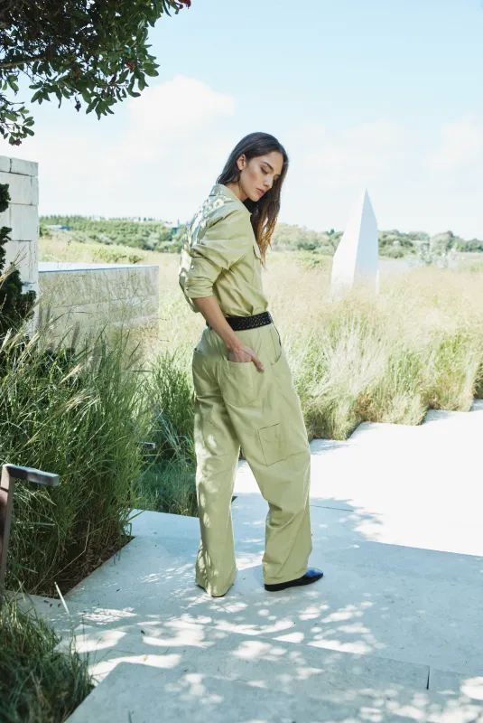 ROWAN LEATHER PANTS YELLOW made by Yigal Azrouel