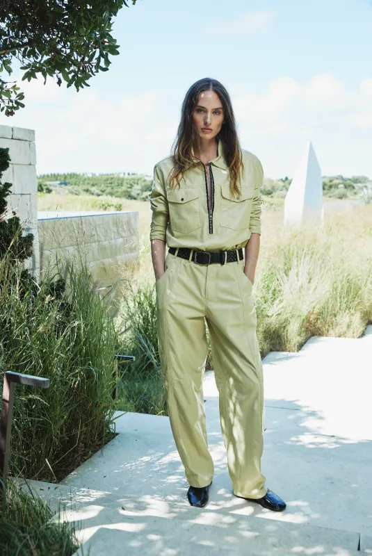 ROWAN LEATHER TOP YELLOW sold by Yigal Azrouel