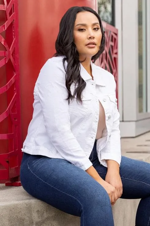 Women's Plus Size Distressed Denim Jacket sold by YMI
