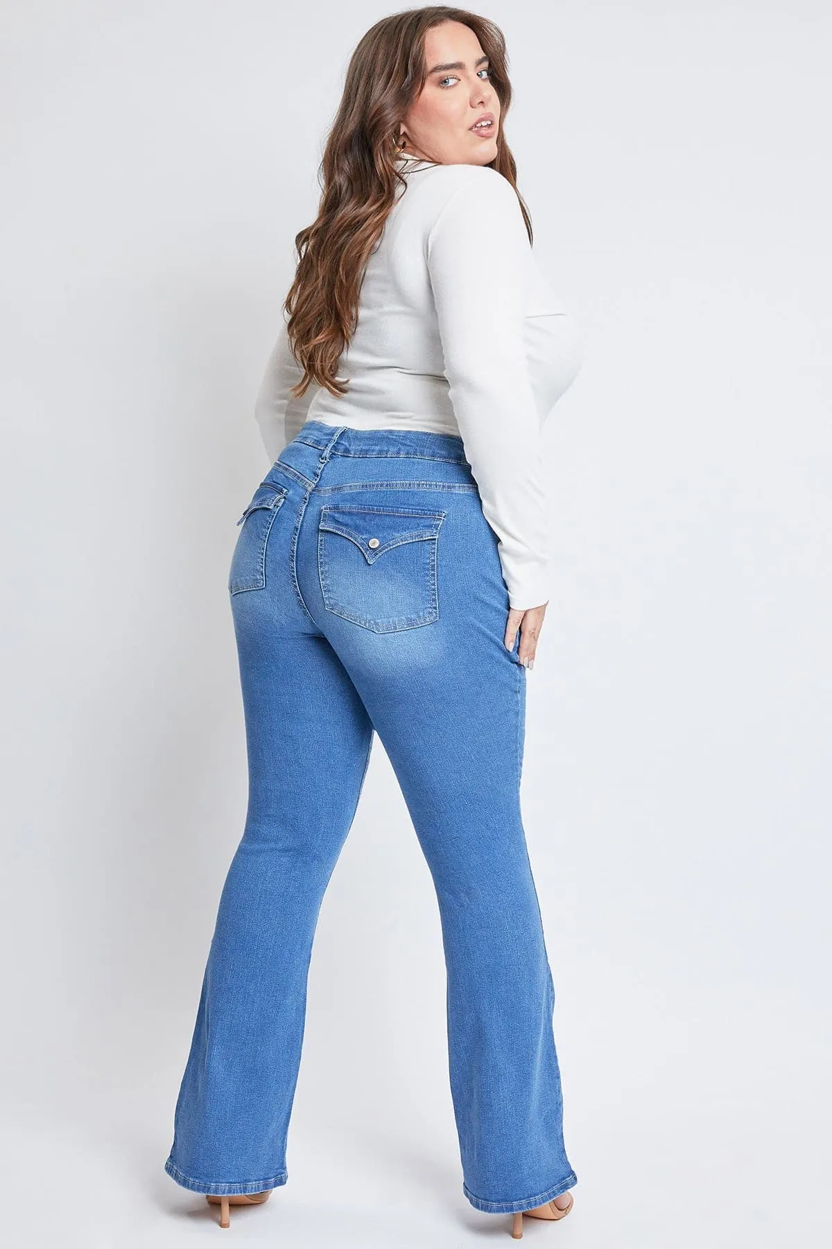 Women's Plus Sustainable Mid-Rise Bootcut Jean sold by YMI product image thumbnail 4