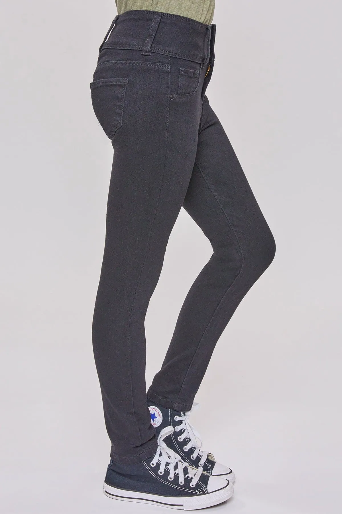 Girls 3 Button Essential Skinny Jeans With Faux Front Pockets sold by YMI product image thumbnail 3