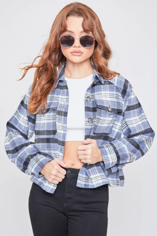 Women's Cropped Boxy Fit Shacket sold by YMI