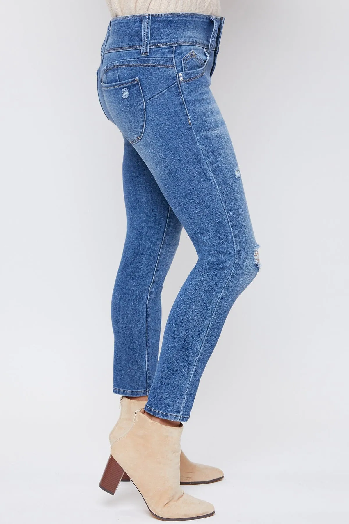 Women's Petite Sustainable WannaBettaButt Mid Rise Jeans sold by YMI product image thumbnail 3