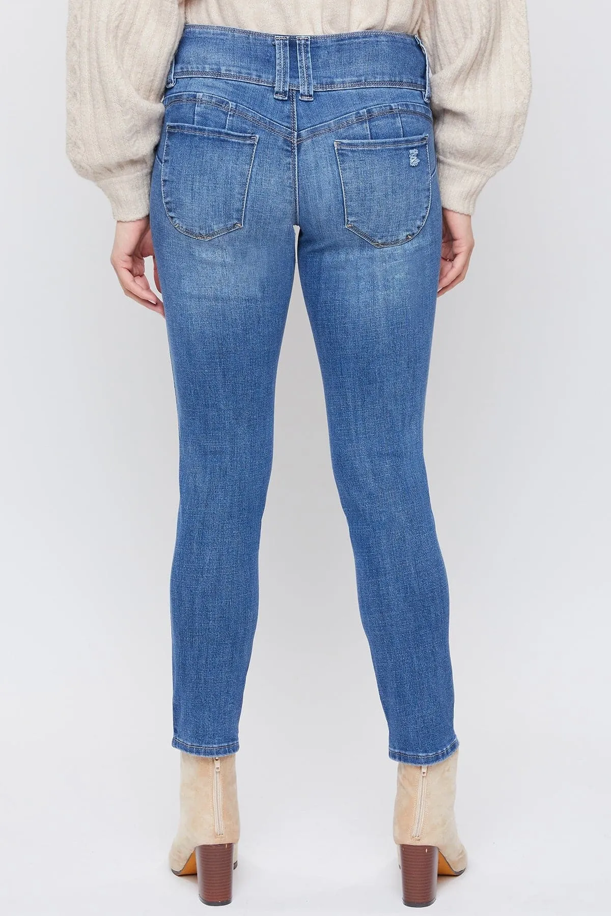 Women's Petite Sustainable WannaBettaButt Mid Rise Jeans sold by YMI product image thumbnail 4