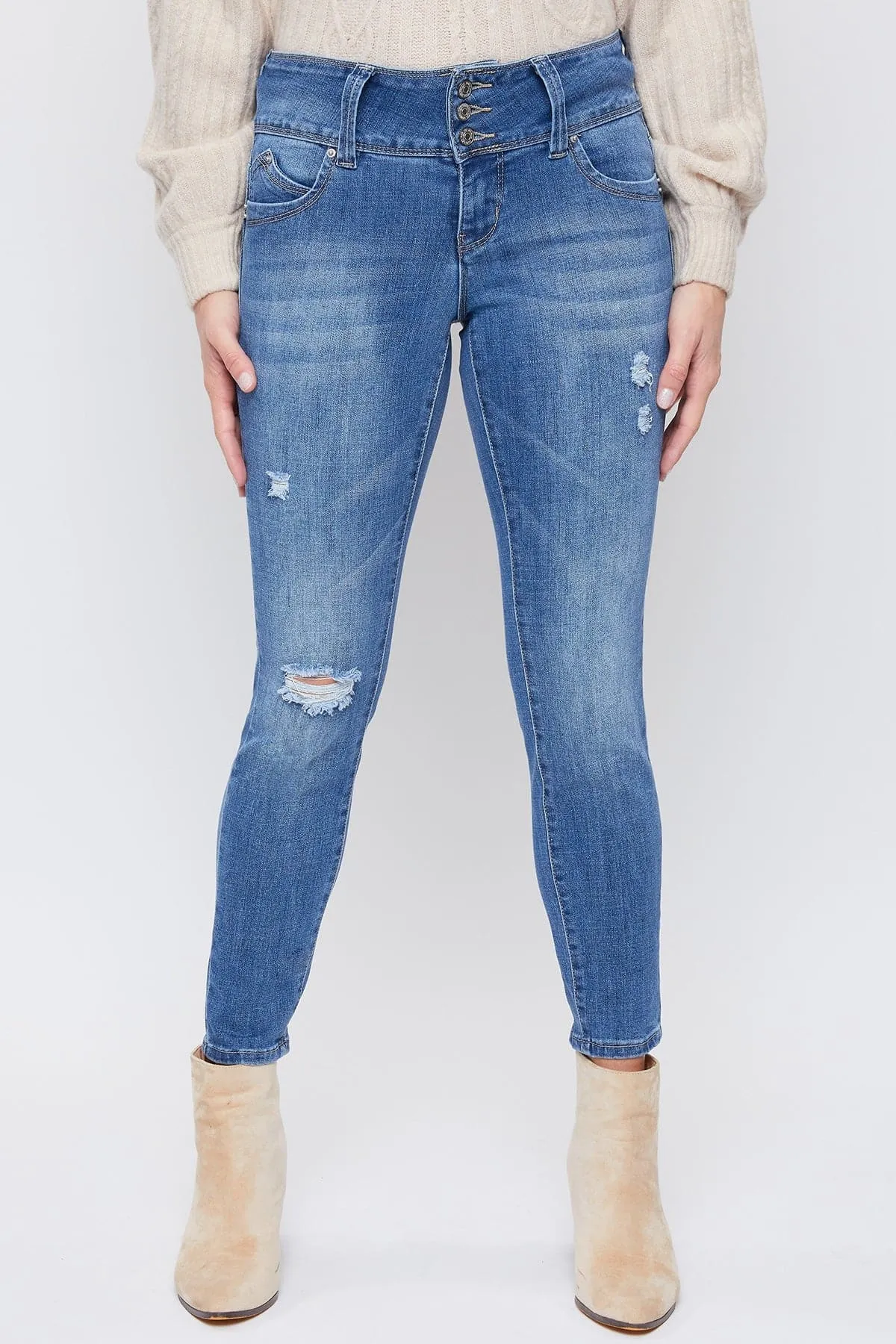 Women's Petite Sustainable WannaBettaButt Mid Rise Jeans sold by YMI product image thumbnail 2