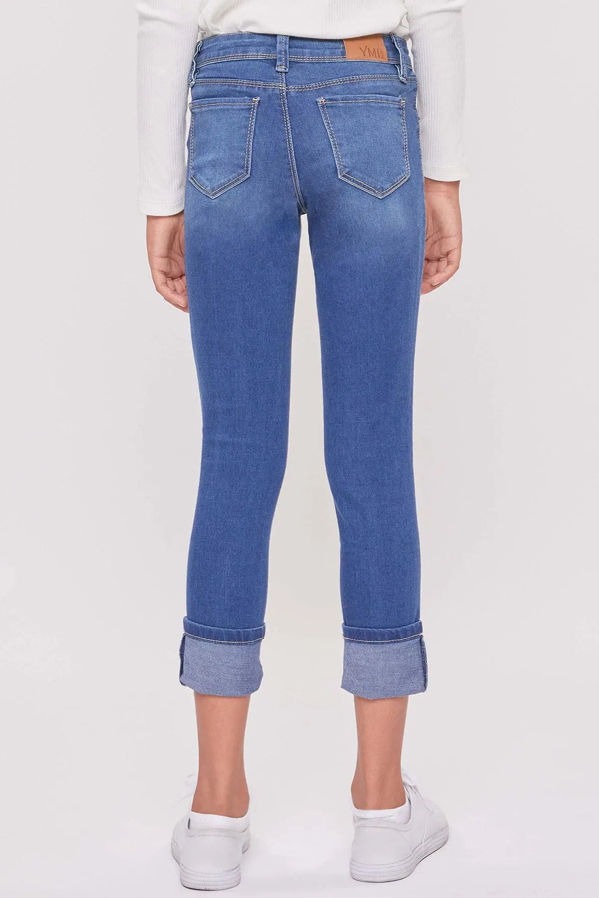 Girls Wide Cuff Denim Skinny Jeans sold by YMI product image thumbnail 5