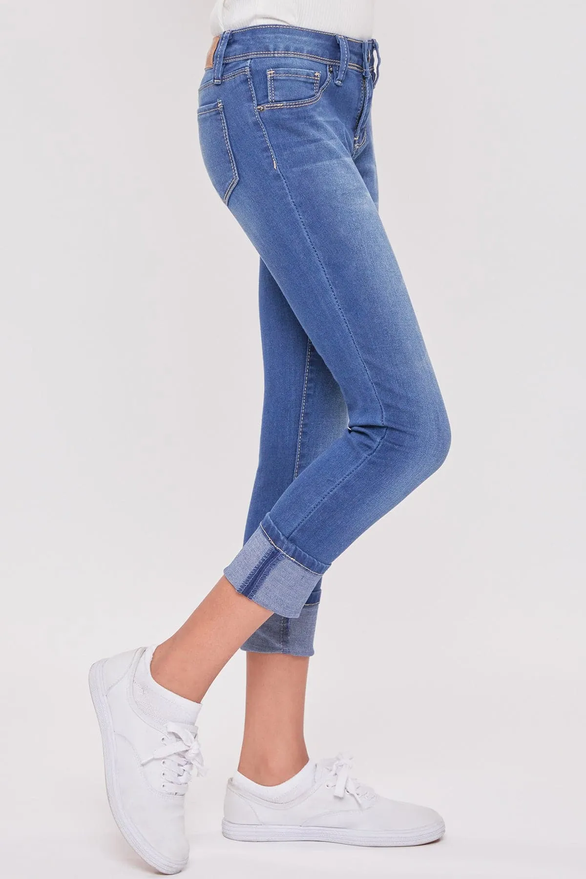 Girls Wide Cuff Denim Skinny Jeans sold by YMI product image thumbnail 4