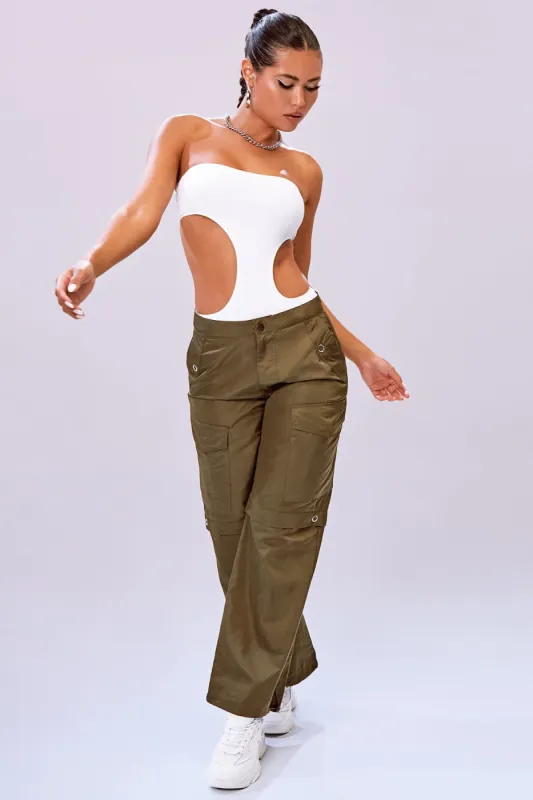 Women's Nylon Cargo Pants with Bungee Hem-Y2k sold by YMI