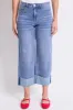 Women's High Rise Raw Mega Cuff Straight Leg Jeans sold by YMI