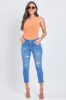 Women's WannaBettaButt 3-Button Fray Hem Flood sold by YMI