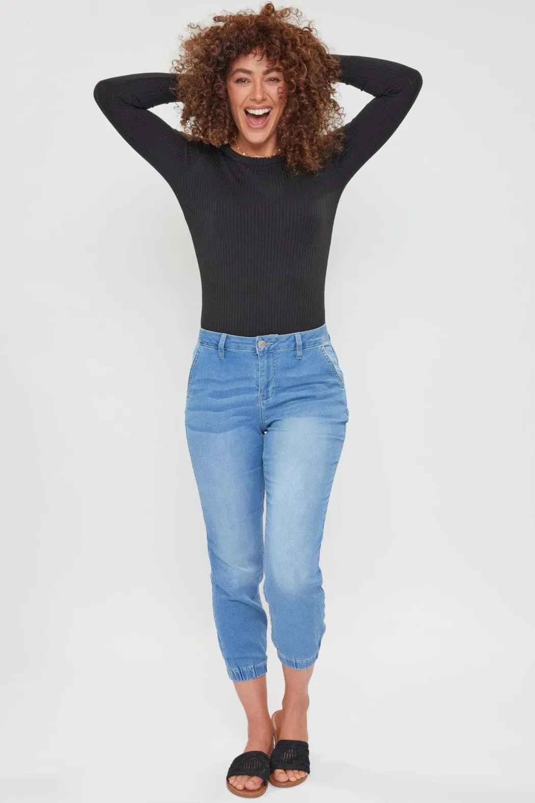 Women's Petite Mid Rise Joggers With Elastic Hem sold by YMI product image thumbnail 5