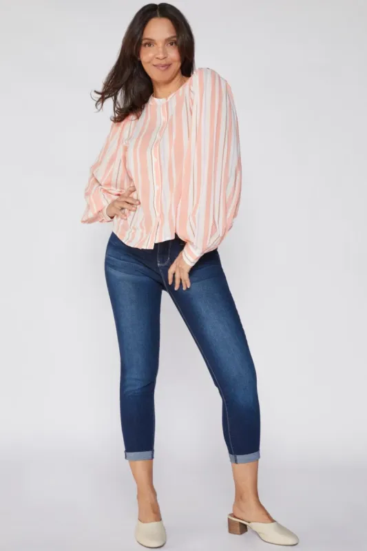 Women's Petite Tummy Control Rolled Cuff Ankle Jeans sold by YMI