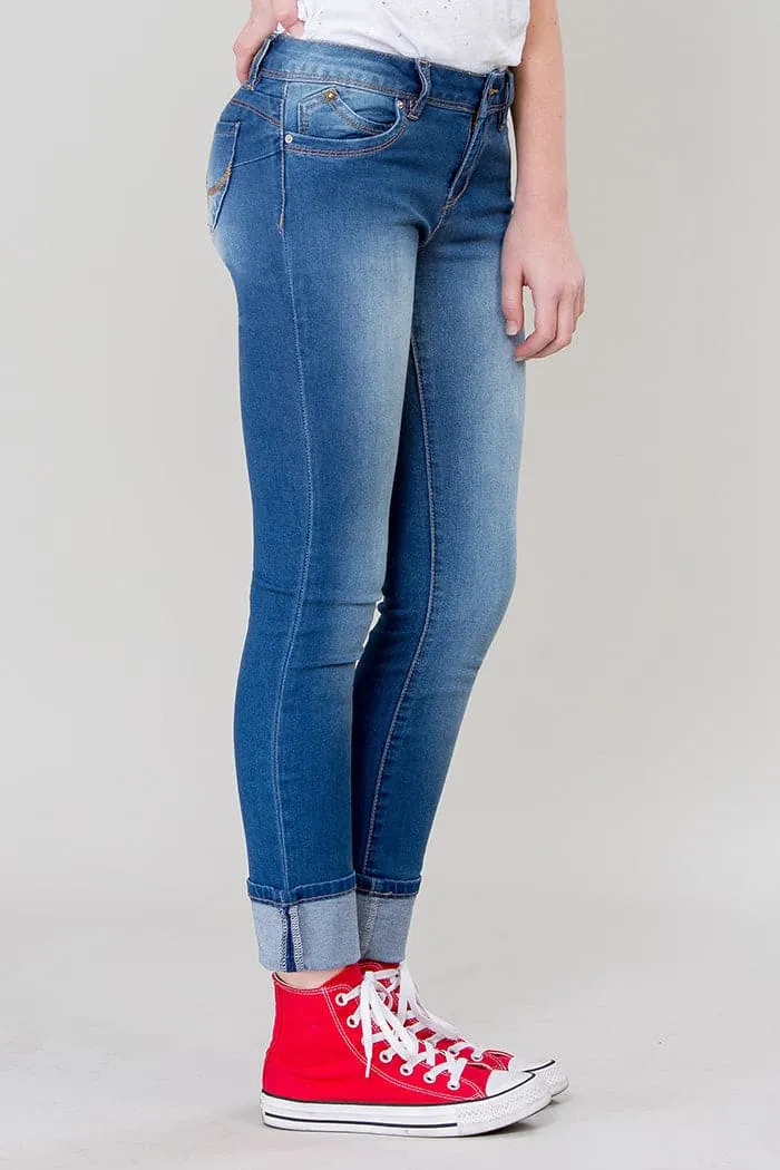 Girls WannaBettaFit Wide Cuff Skinny Jeans sold by YMI product image thumbnail 3