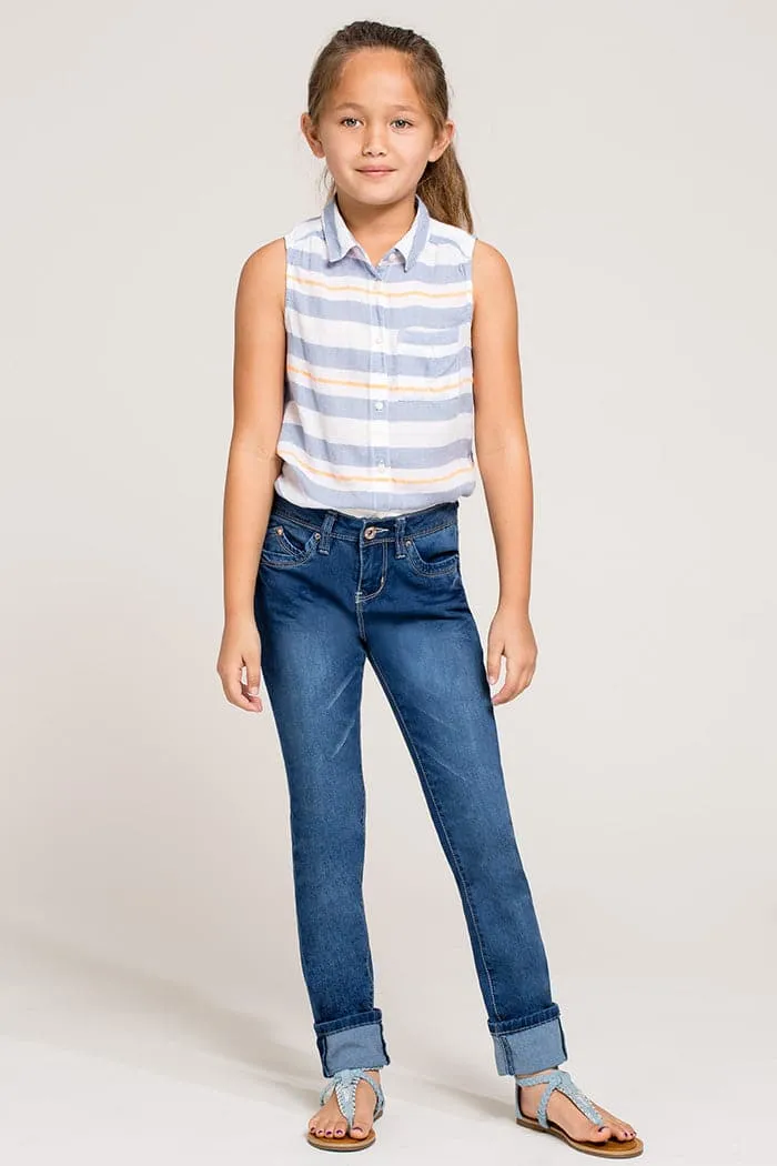 Girls WannaBettaFit Wide Cuff Skinny Jeans sold by YMI product image thumbnail 4