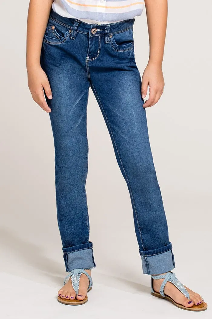 Girls WannaBettaFit Wide Cuff Skinny Jeans sold by YMI product image thumbnail 5