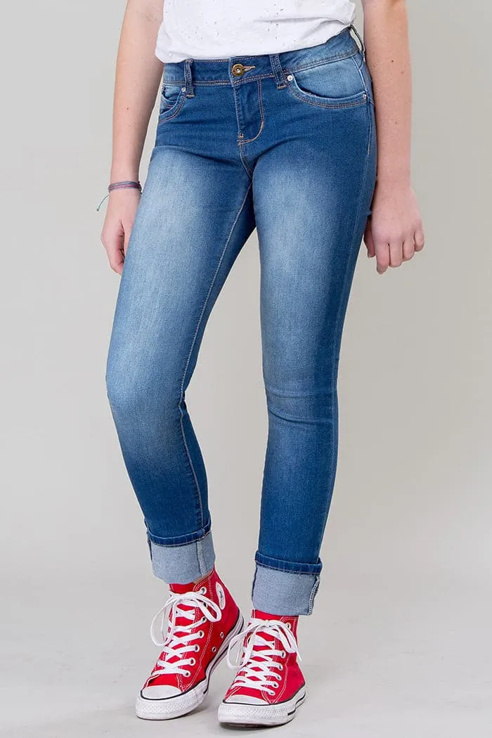 Girls WannaBettaFit Wide Cuff Skinny Jeans sold by YMI product image thumbnail 2