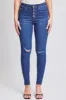 Women's Sustainable WannaBettaButt Button Fly Skinny Jeans sold by YMI