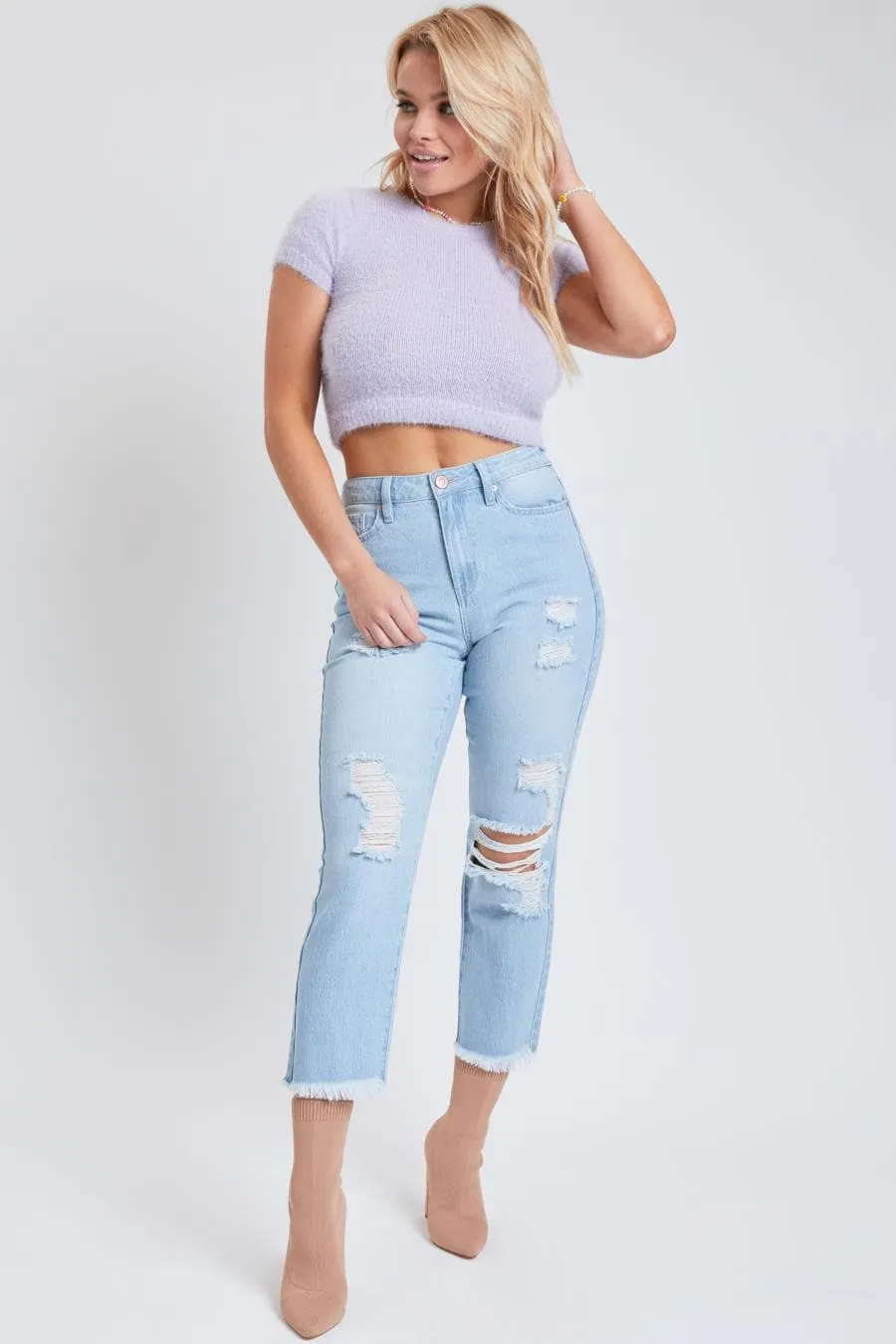 Women's Rubi's Pick - Dream Straight Leg Jeans with Raw Hem sold by YMI product image thumbnail 3