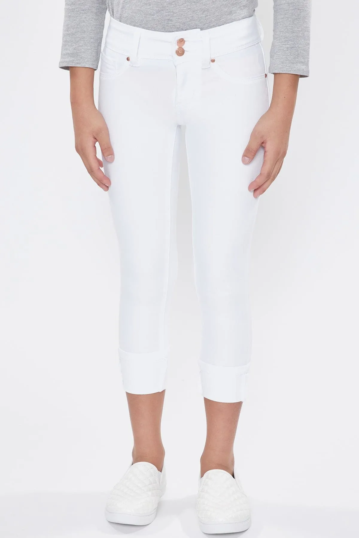 Girls 2 Button Skinny Jeans With Optional Cuff sold by YMI product image thumbnail 2