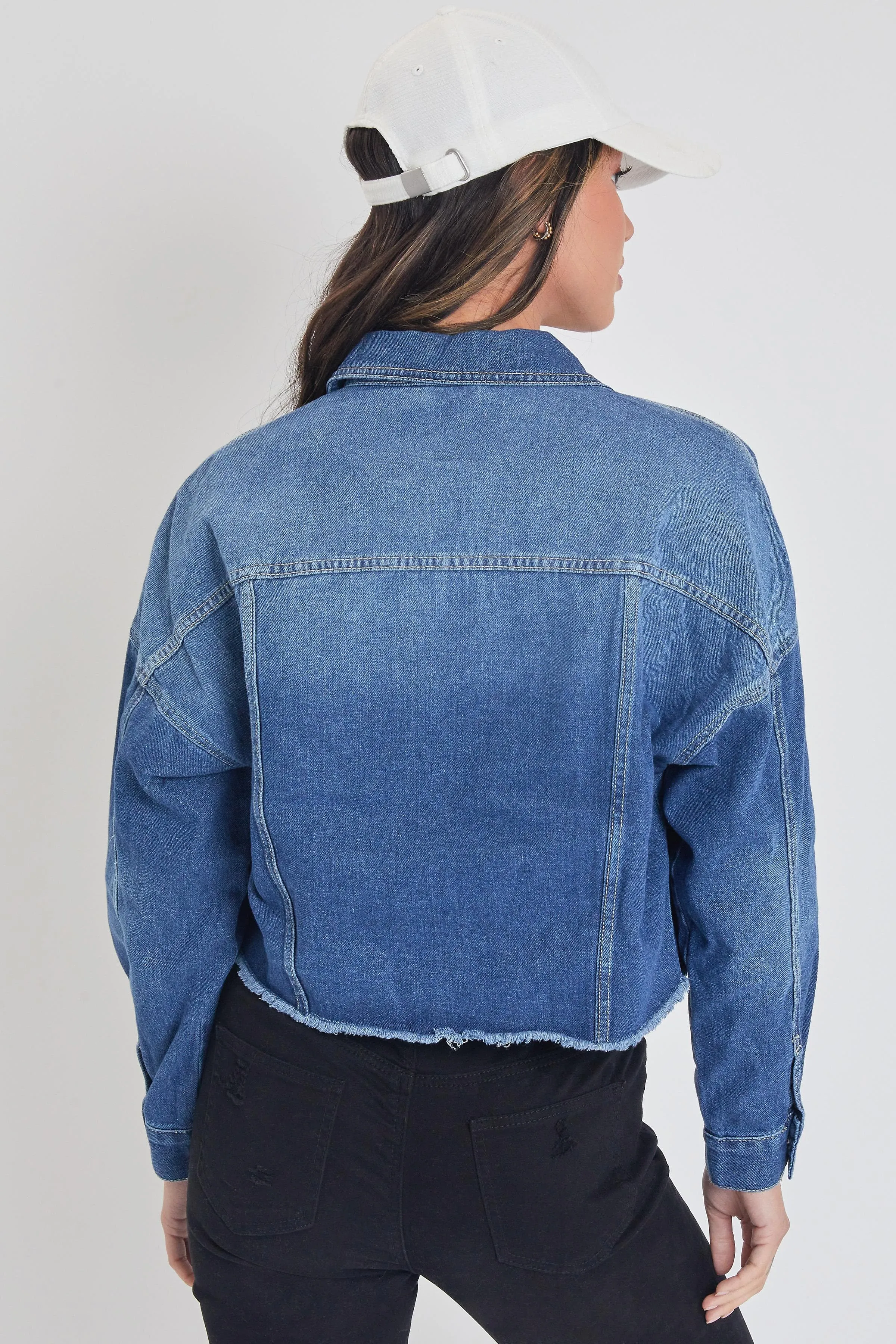 Women's Denim Jacket With Raw Hem sold by YMI product image thumbnail 4