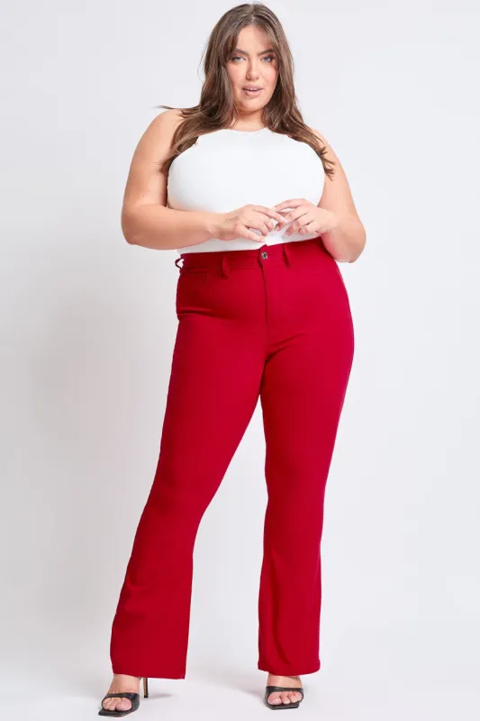 Women's Plus Hyperstretch Flare Pants, Ruby Red sold by YMI