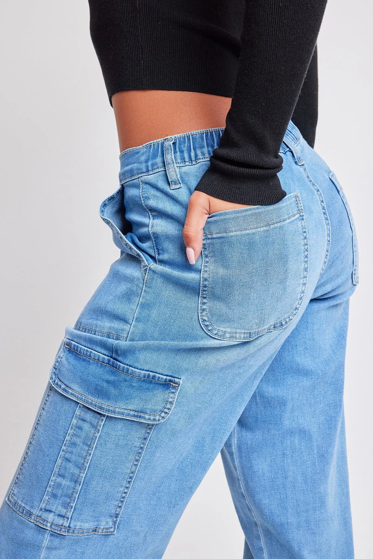 Women’s Elastic Waist Cargo Jean sold by YMI product image thumbnail 5