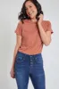 Women's Exposed 4 High Rise Button Skinny Ankle Sustainable Jeans sold by YMI