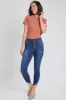 Women's Exposed 4 High Rise Button Skinny Ankle Sustainable Jeans sold by YMI