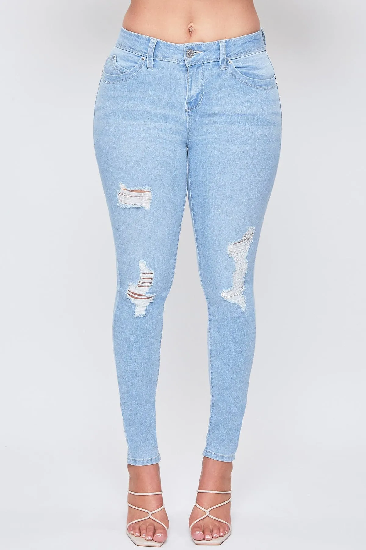 Women's Sustainable WannaBettaButt Distressed Skinny Jeans sold by YMI product image thumbnail 3