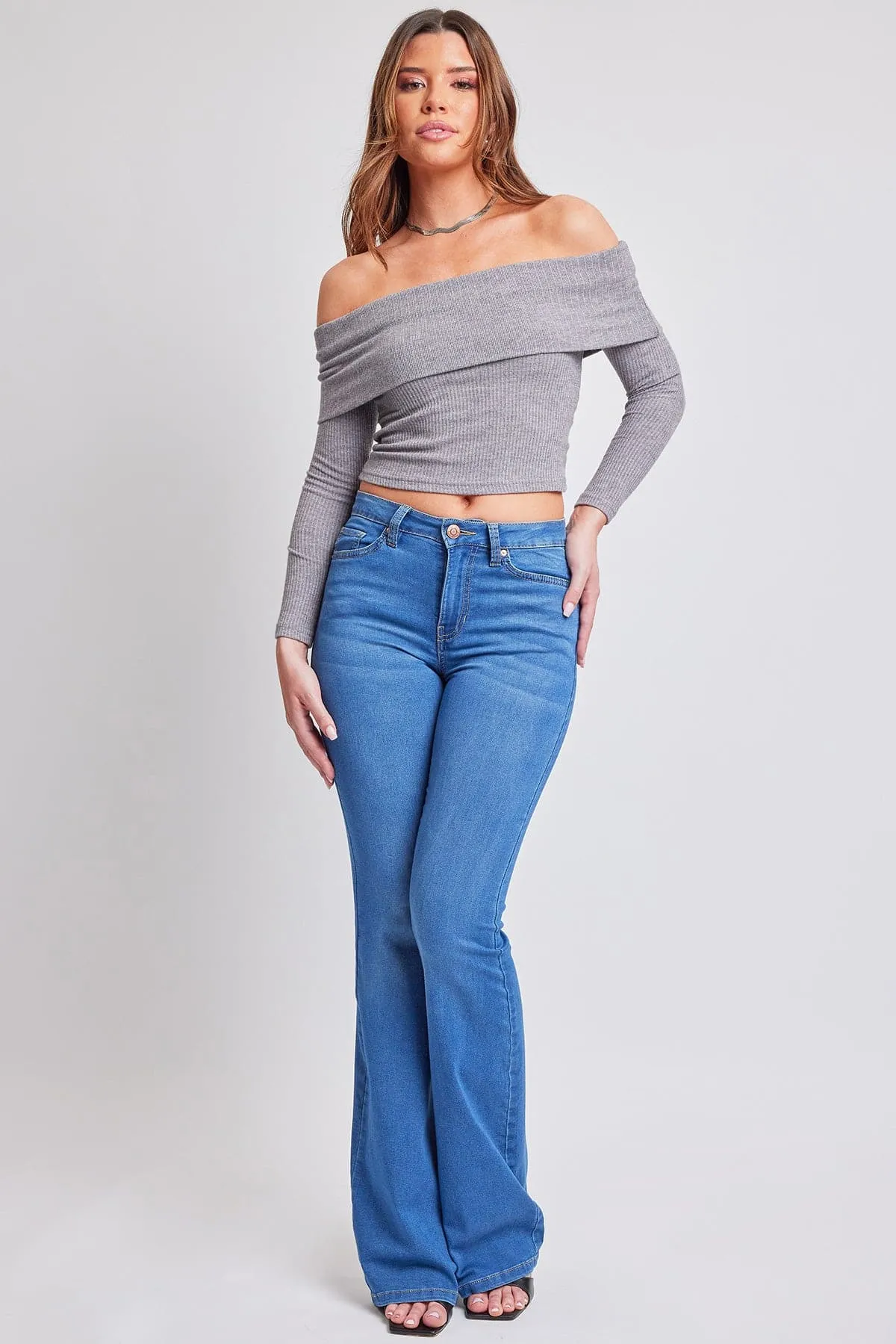 Women's Essential Hyperdenim Flare Jeans sold by YMI