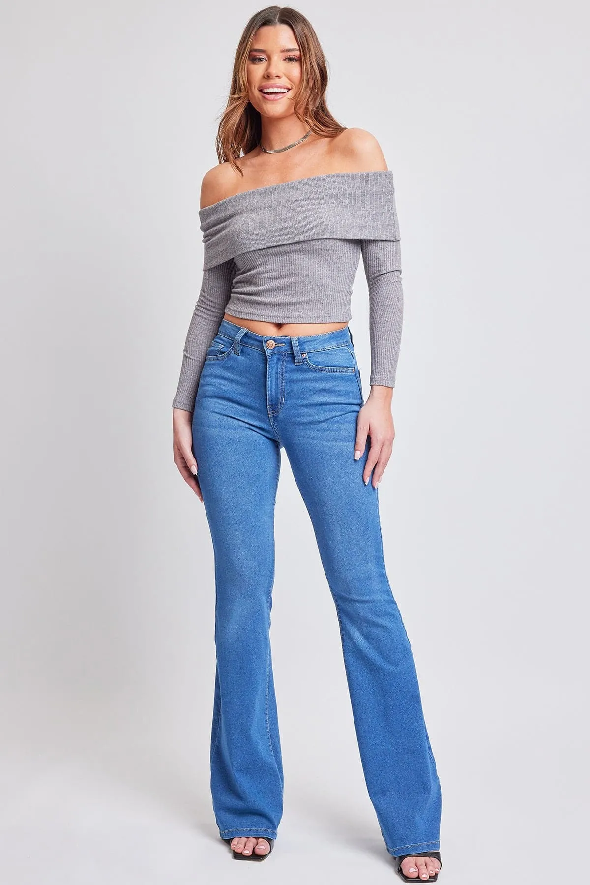 Women's Essential Hyperdenim Flare Jeans sold by YMI product image thumbnail 5