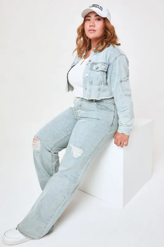 Women's Plus High Rise Relaxed Wide Leg Jeans sold by YMI
