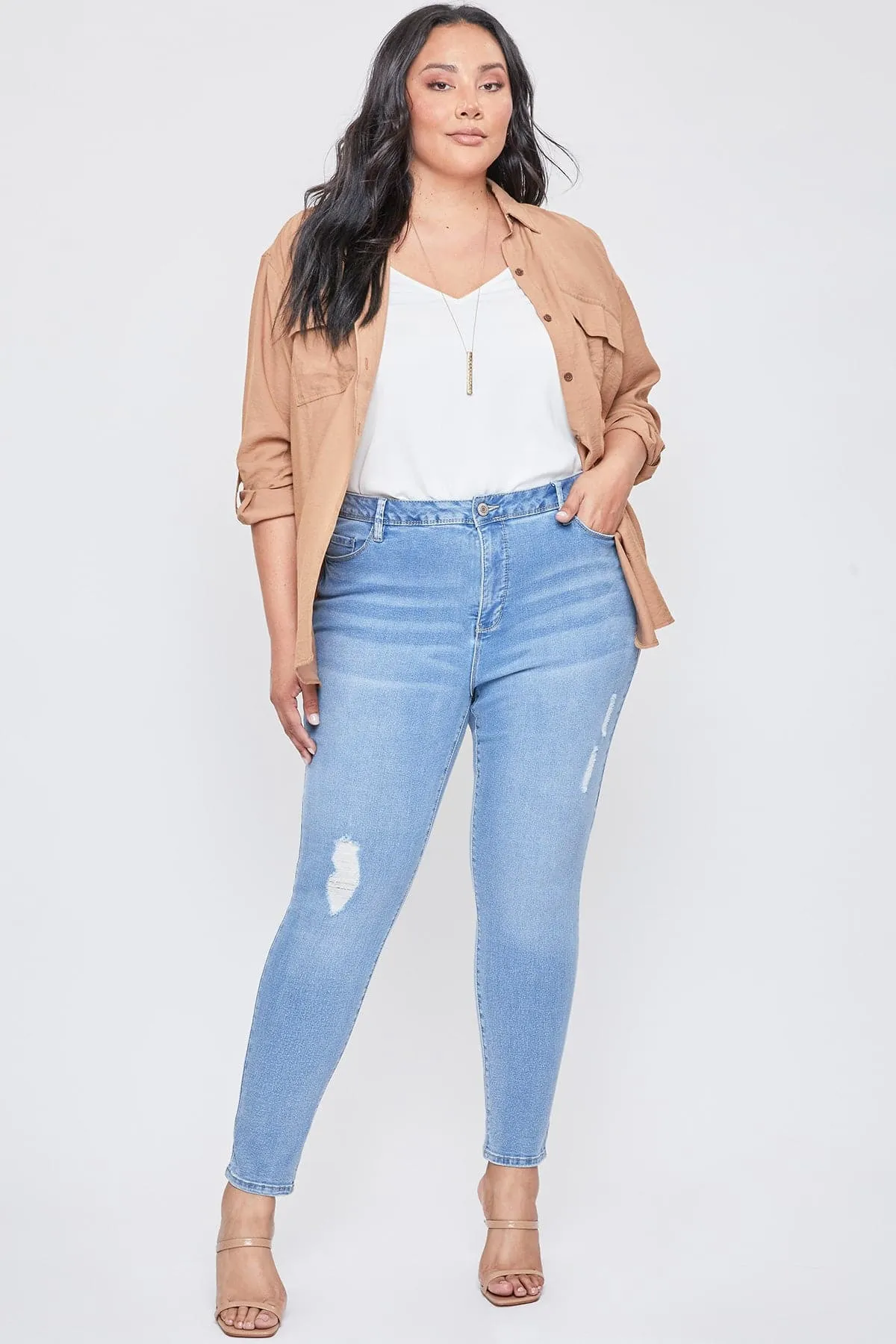 Women's Plus Size Tummy Control High Rise Skinny Jean sold by YMI