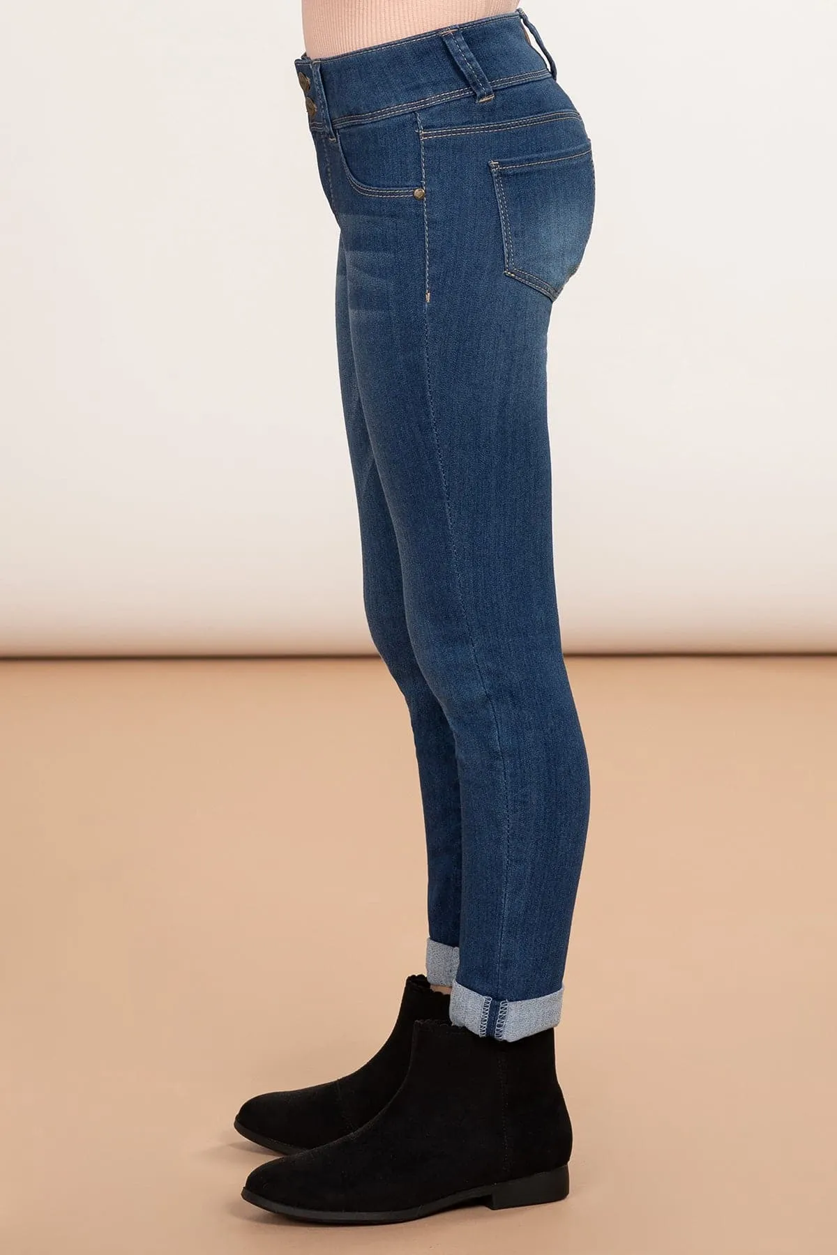 Girls Versatile Cuff Skinny Jeans sold by YMI product image thumbnail 3