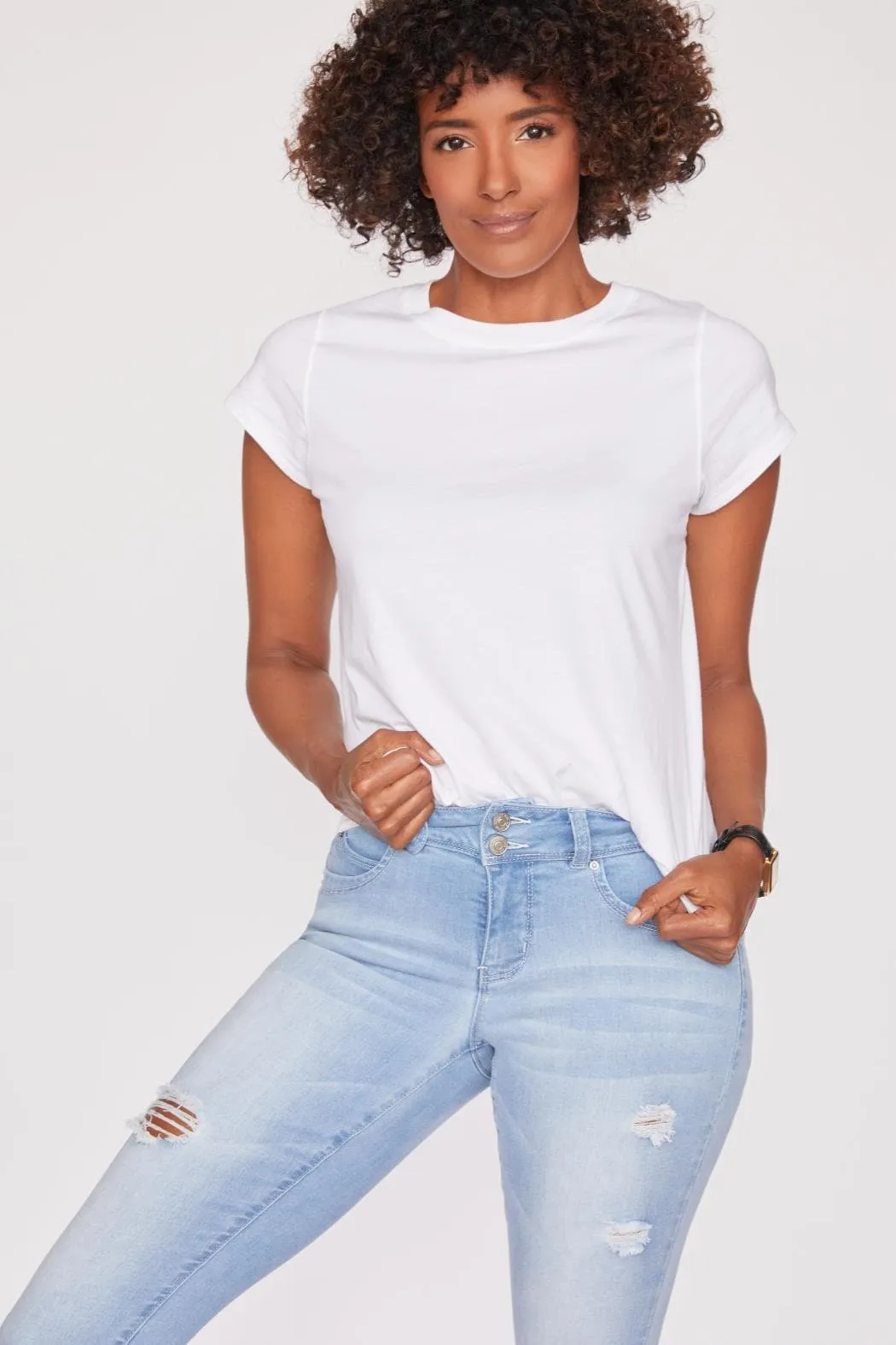 Women's Sustainable WannaBettaButt Cuff Ankle Jeans sold by YMI product image thumbnail 5