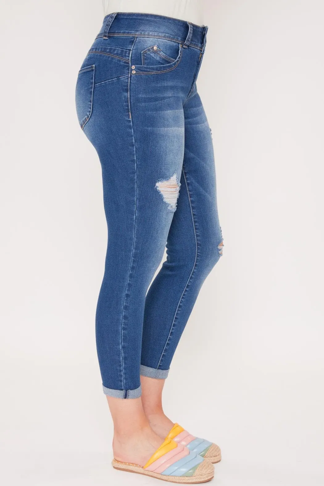 Women's Sustainable WannaBettaButt Cuff Ankle Jeans sold by YMI product image thumbnail 3