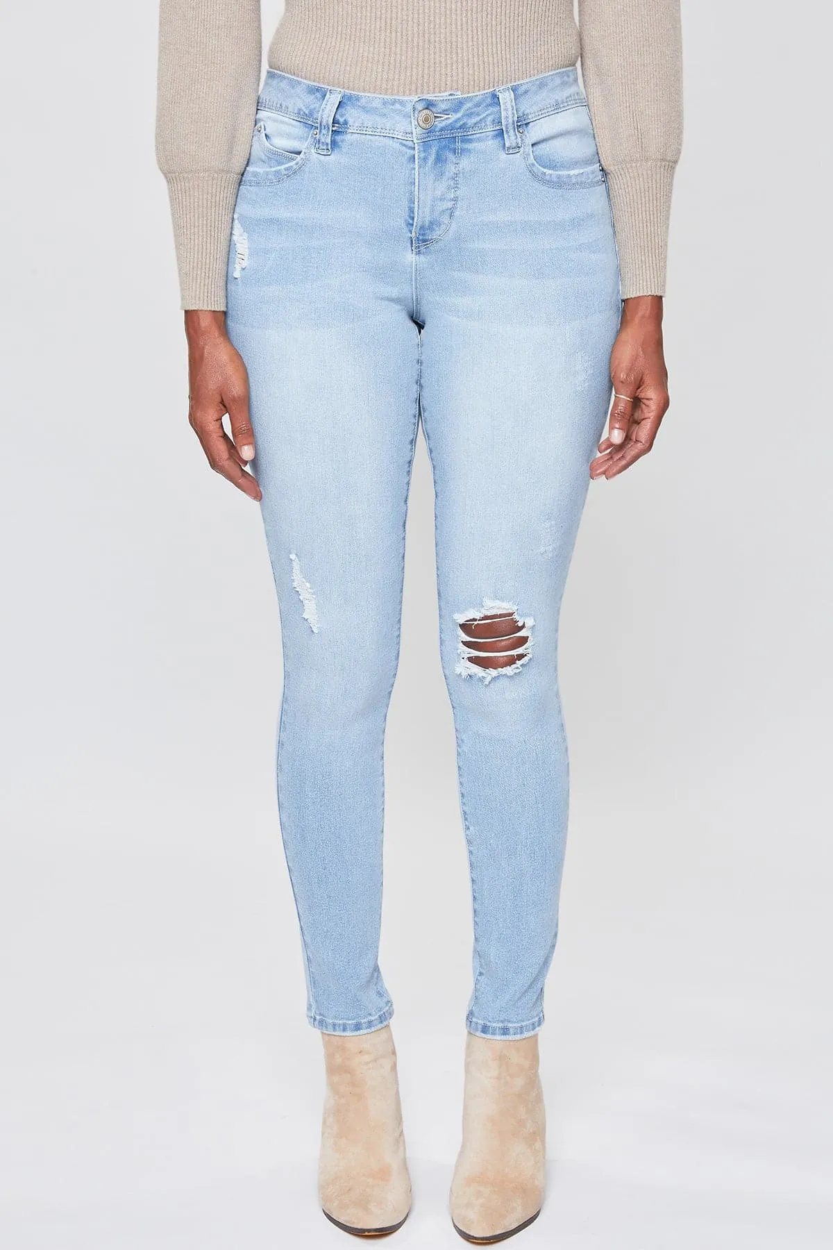 Women's WannaBettaButt Mid Rise Regular Hem Skinny Sustainable Jean sold by YMI product image thumbnail 2