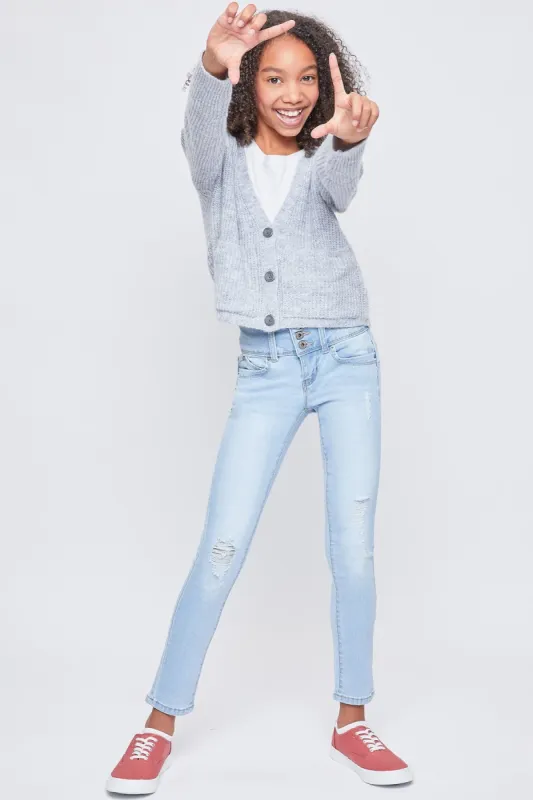 Girls WannaBettaFit 3-Button Clean Hem Skinny sold by YMI