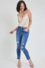Women's High Rise Skinny Ankle Jean With Double Frayed Hem Sustainable sold by YMI