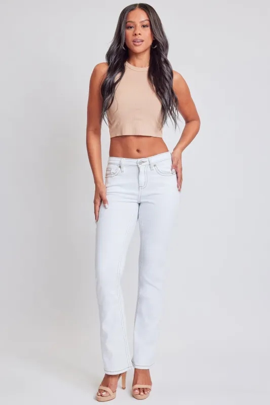 Women's Heavy Stitch Mid Rise Bootcut w/ Embroidery sold by YMI