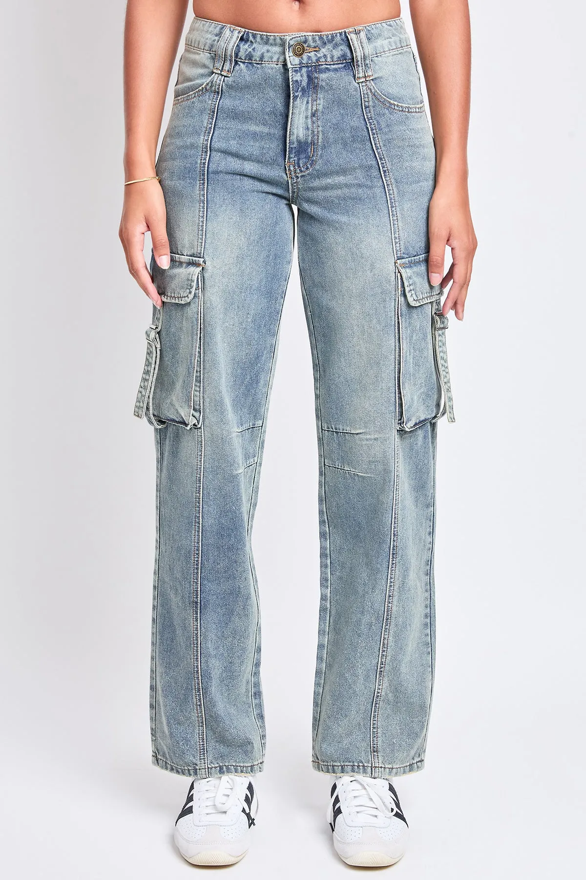 Women's Adjustable Waist Cargo Straight Jeans sold by YMI product image thumbnail 2