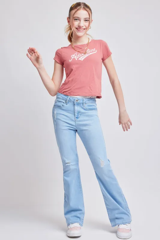 Girls Bell Bottom Essential Clean Hem Jeans sold by YMI