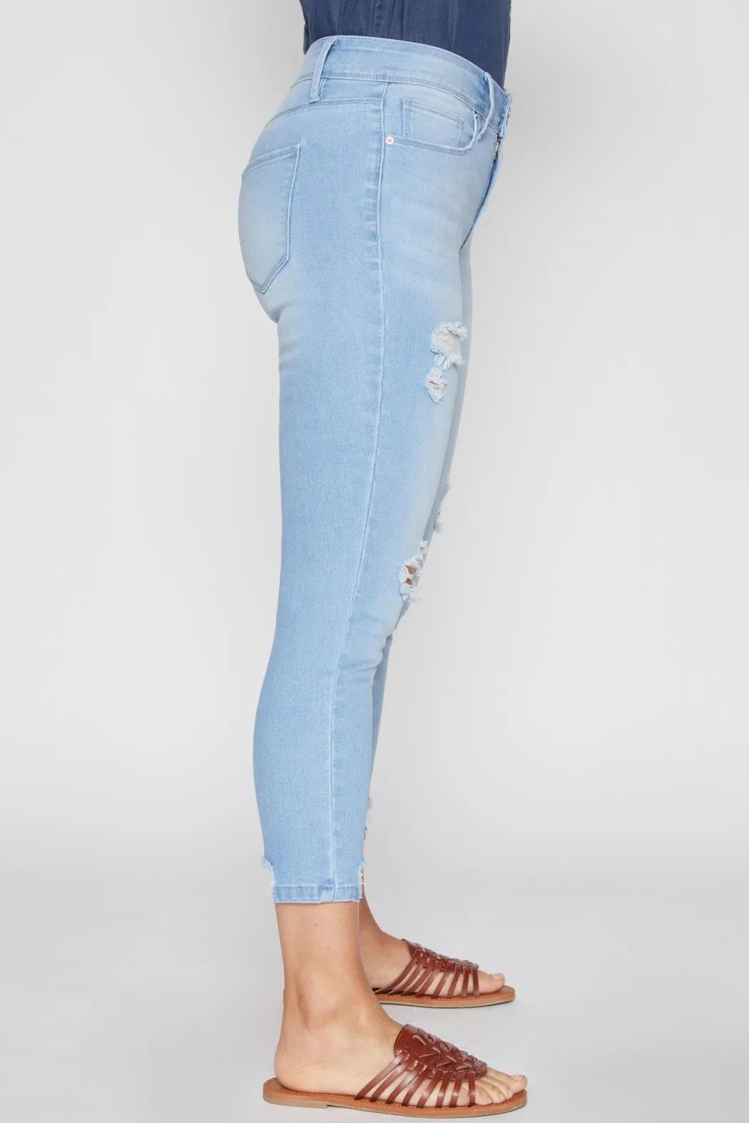 Women's Petite Tummy Control Ankle Jean With Fashion Detail sold by YMI product image thumbnail 4