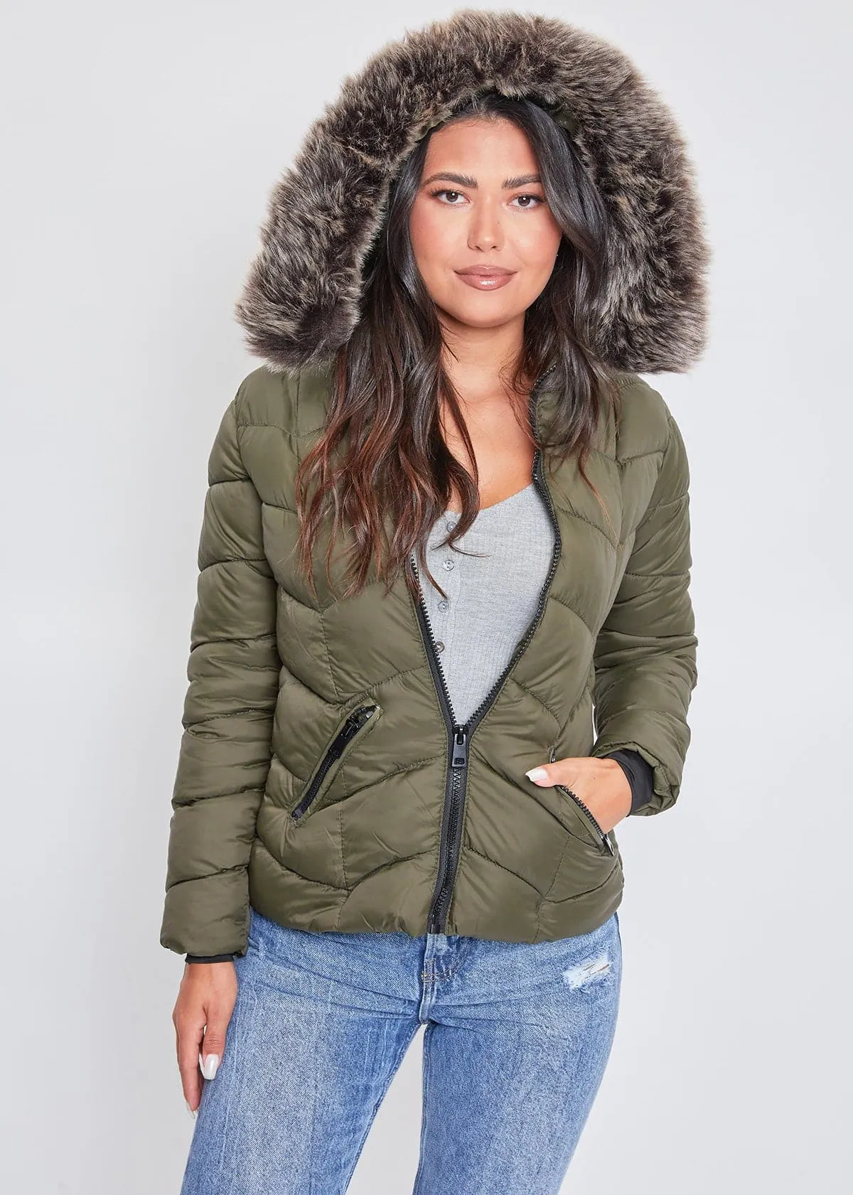 Women's Winter Puffer Jacket With Faux Fur Hoodie sold by YMI product image thumbnail 2