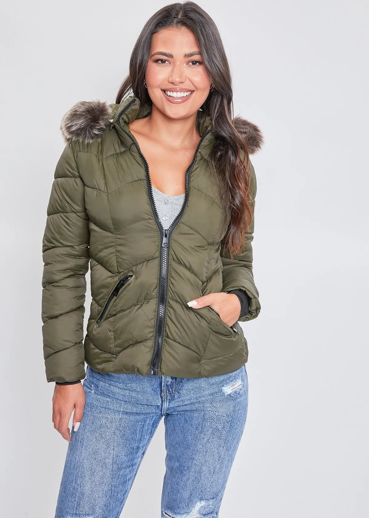 Women's Winter Puffer Jacket With Faux Fur Hoodie sold by YMI