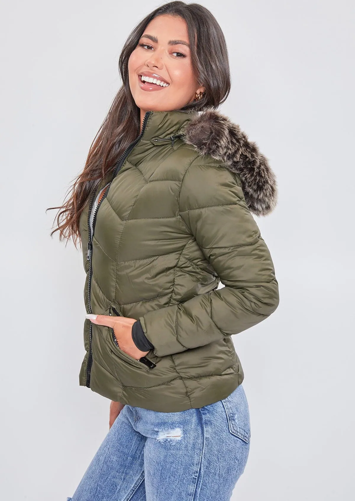 Women's Winter Puffer Jacket With Faux Fur Hoodie sold by YMI product image thumbnail 3