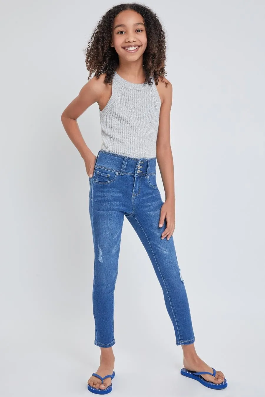 Girls 3 Button Skinny Jeans sold by YMI product image thumbnail 5