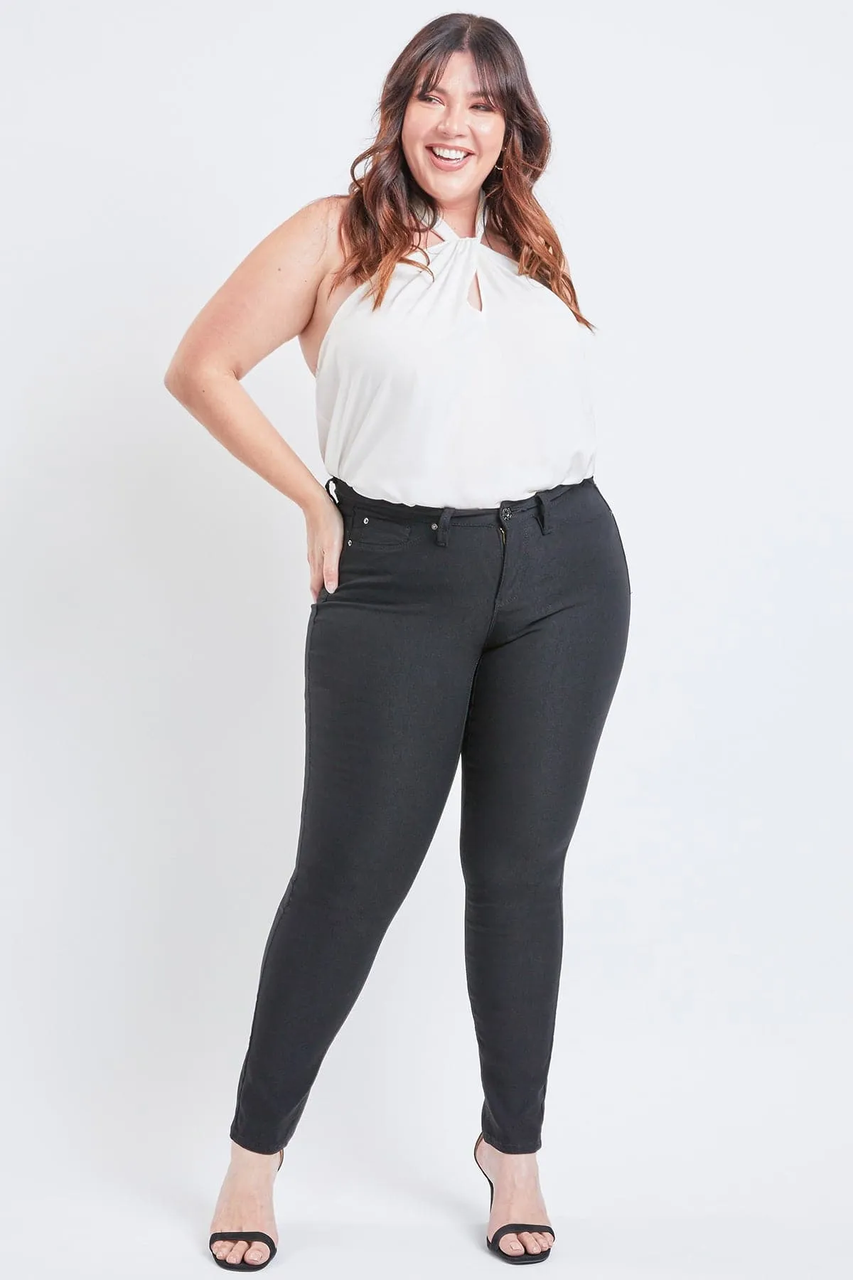 Women's Plus Size Hyperstretch Forever Color Skinny Pants sold by YMI