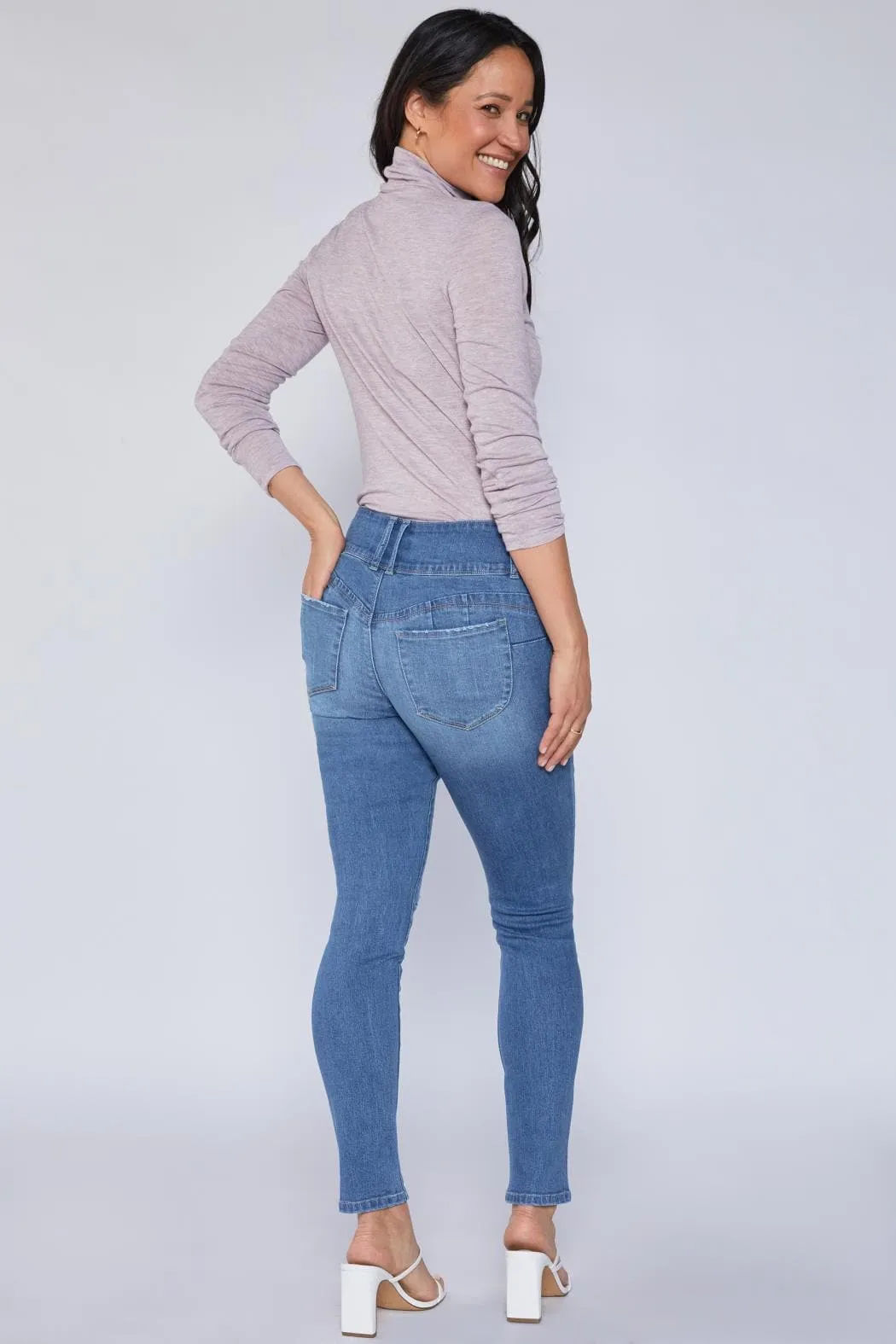 Women's WannaBettaButt 3 Button Skinny Sustainable Jean sold by YMI product image thumbnail 5