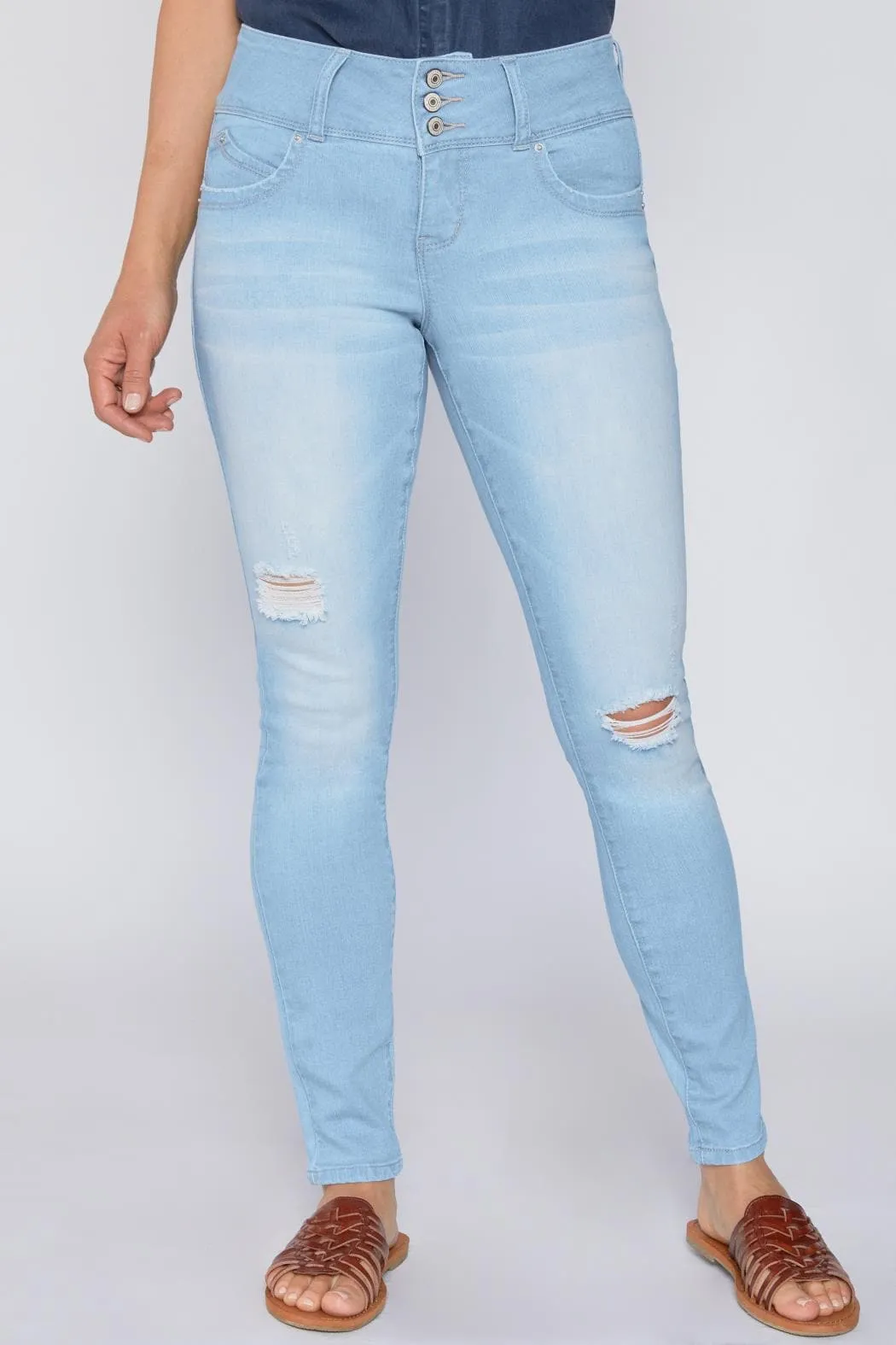 Women's WannaBettaButt 3 Button Skinny Sustainable Jean sold by YMI product image thumbnail 4